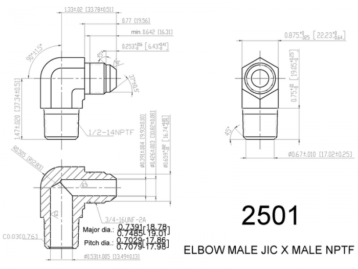 2501 ELBOW ADAPTER MALE JIC X MALE NPTF IMAGE